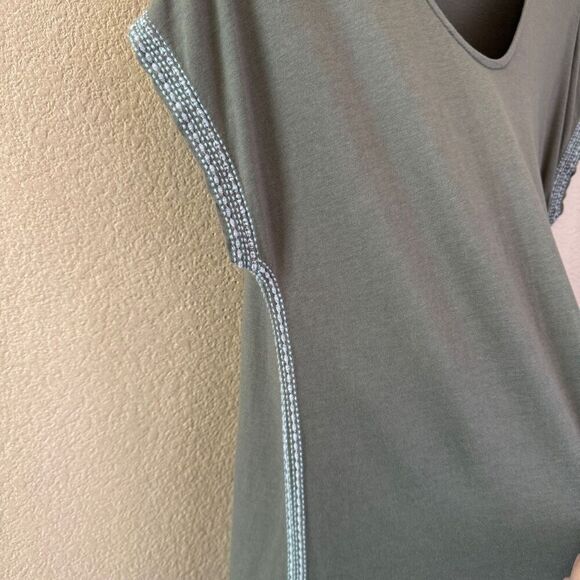 J Jill Relaxed Embroidered T-Shirt Dress Size XS Gray Green Casual Short Sleeve - Picture 6 of 11